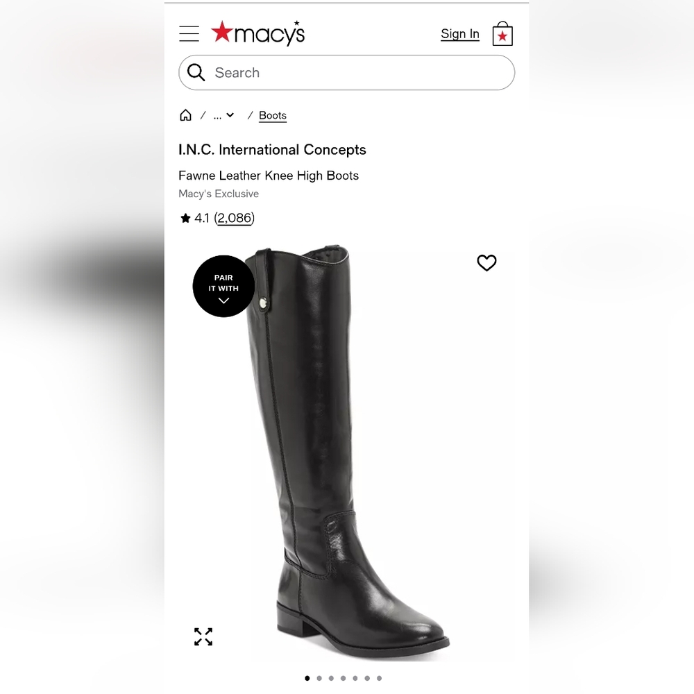 INC International Concepts Black Real Leather Riding Boots